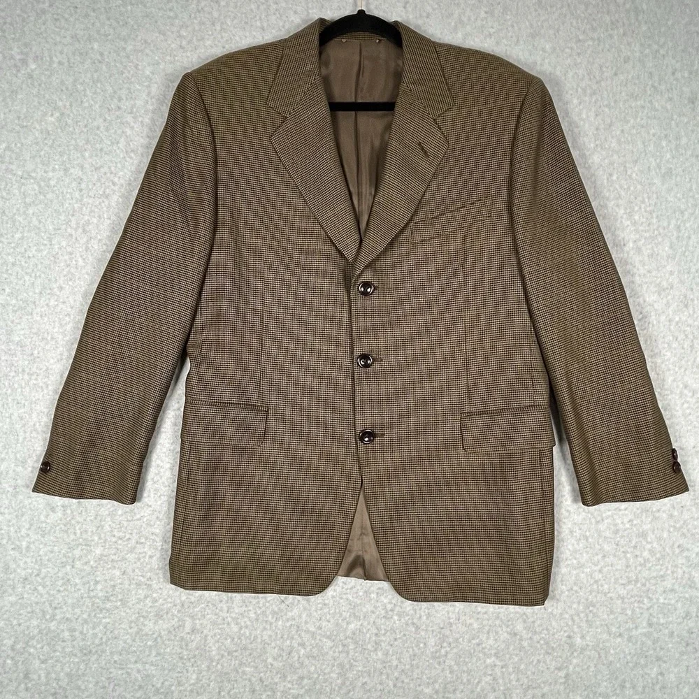 Canali Milano Blazer Jacket Sports‎ Coat Italy Wool Brown Birdseye SEE PICS